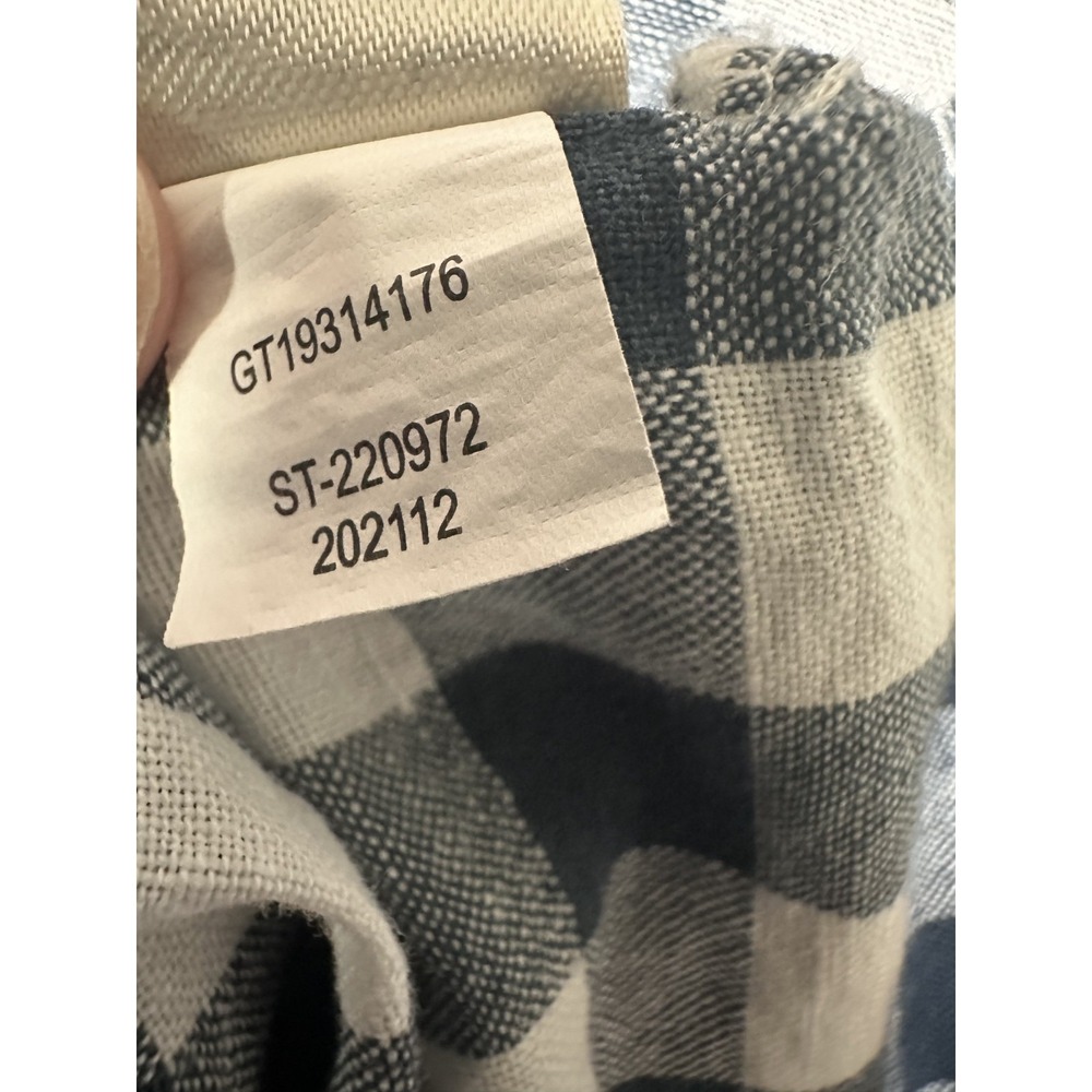 Goodthreads Gingham Tiered Dress Size L Blue White Linen Cotton Ruffled Cottage - Picture 8 of 8